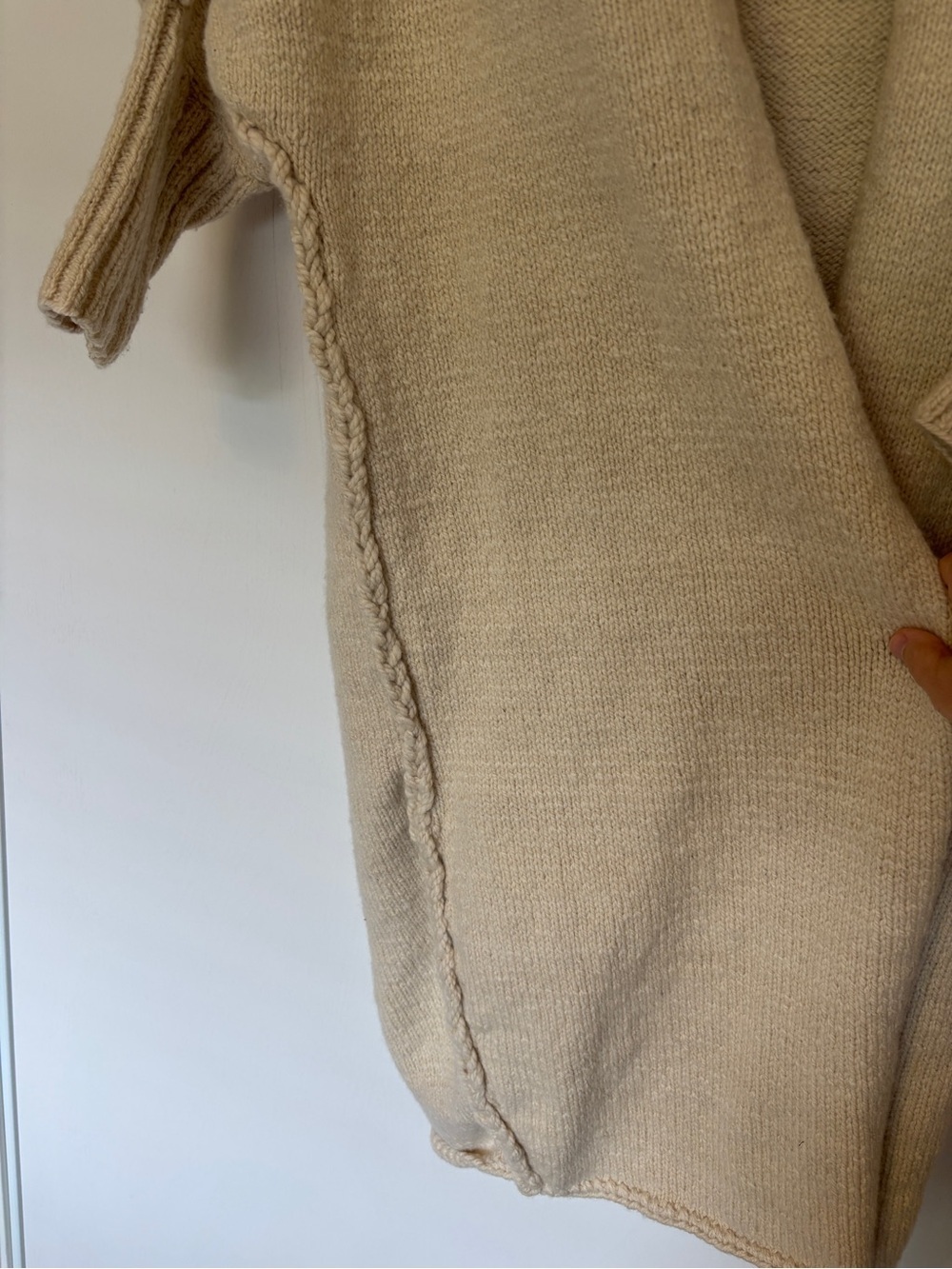 Boho Indie Handmade Hooded Open Cardigan Size Medium Knit Festival Rare Wool - Picture 5 of 8